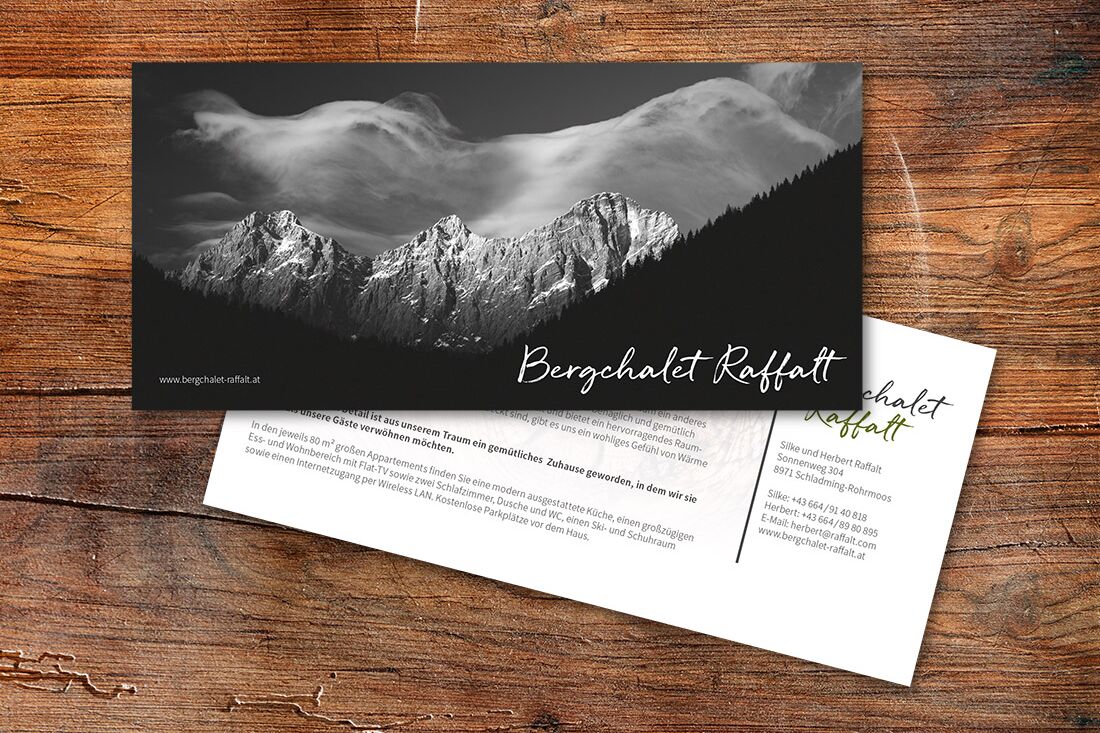 Postkarten Sujet für Bergchalet Raffalt