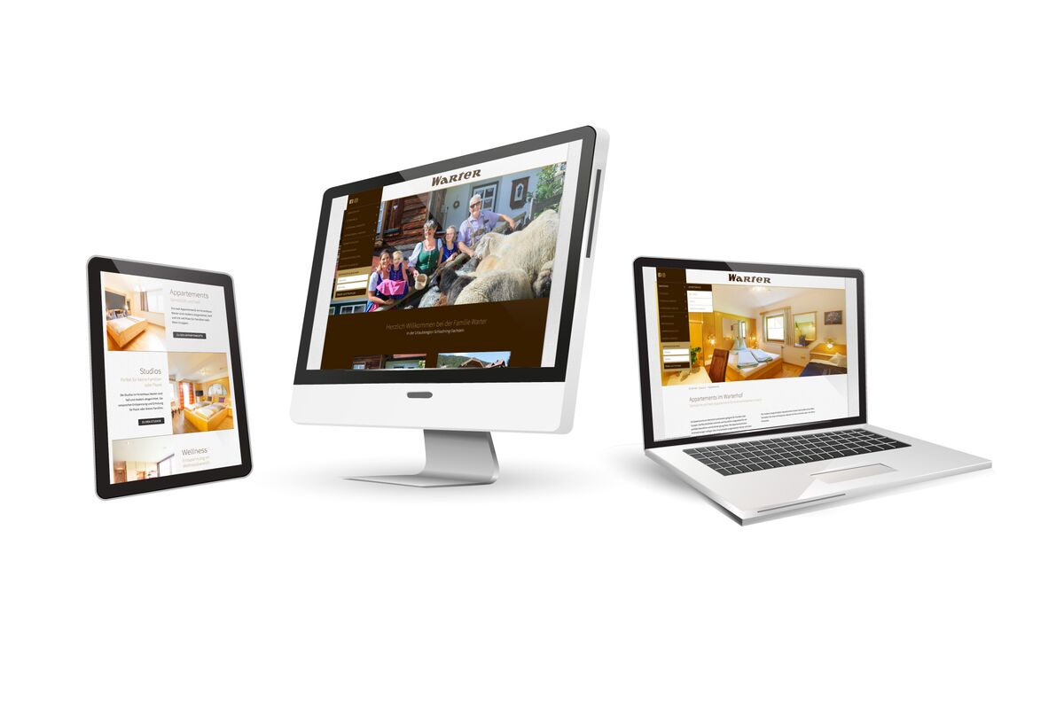 Responsive Website mit individuellem Template für Warter Appartements, umgesetzt mit Contao