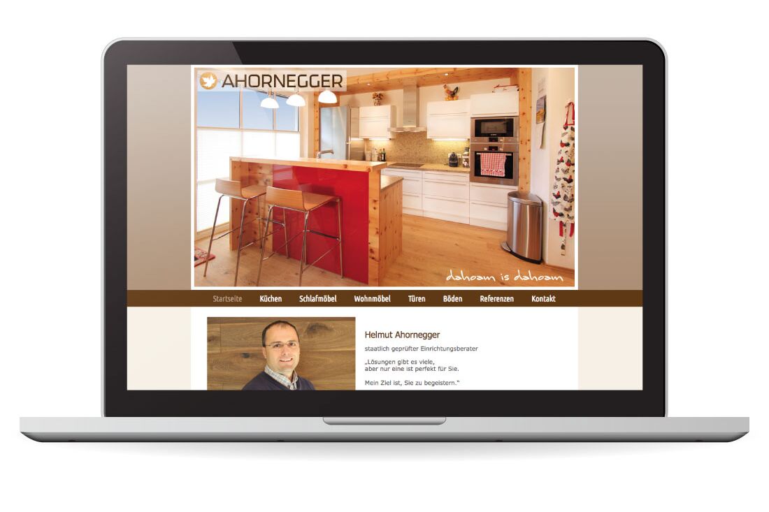 Responsive Website mit individuellem Template für Ahornegger Möbel