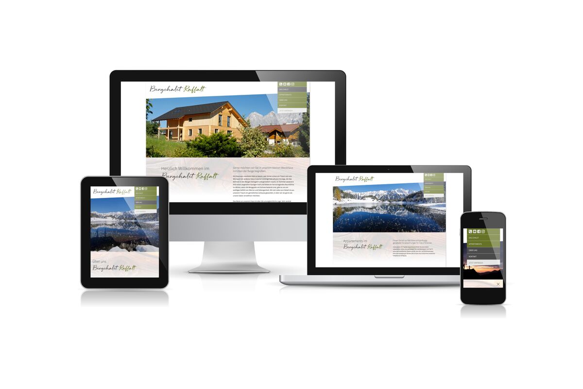 Responsive Website mit individuellem Template für Bergchalet Raffalt umgesetzt mit Contao